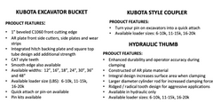 Excavator Buckets 6,000-10,000 lbs (Kubota)