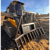 Skid Steer Root Rake Plow with Brush Guard Bad Ass Attachments
