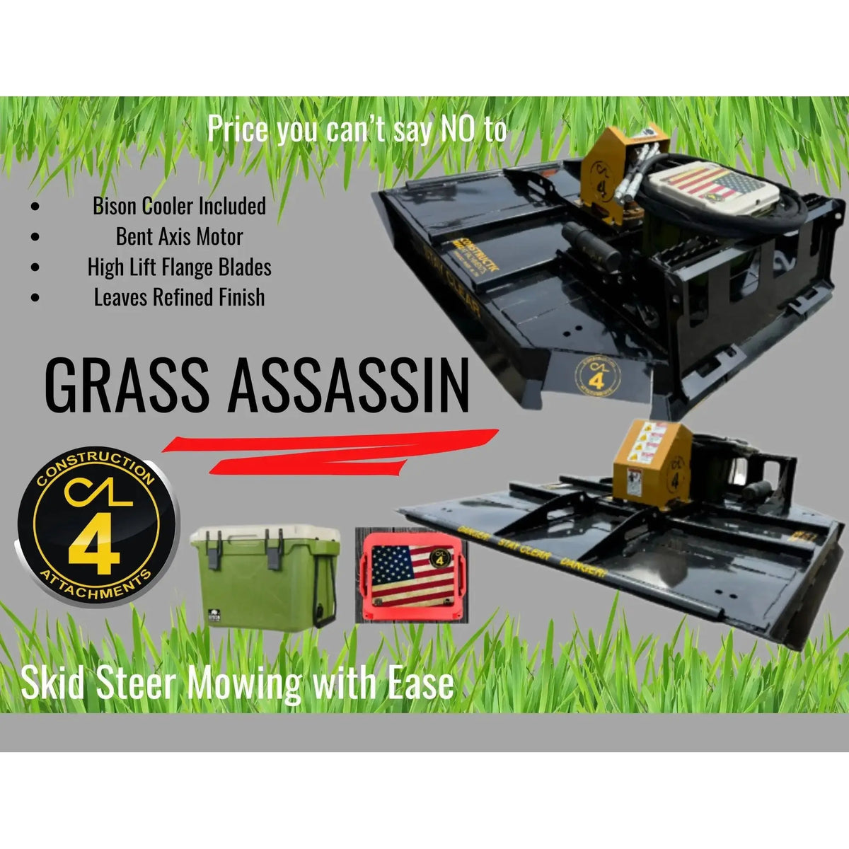 Skid Steer Grass Assassin - Skid Steer Mower Construction Attachments